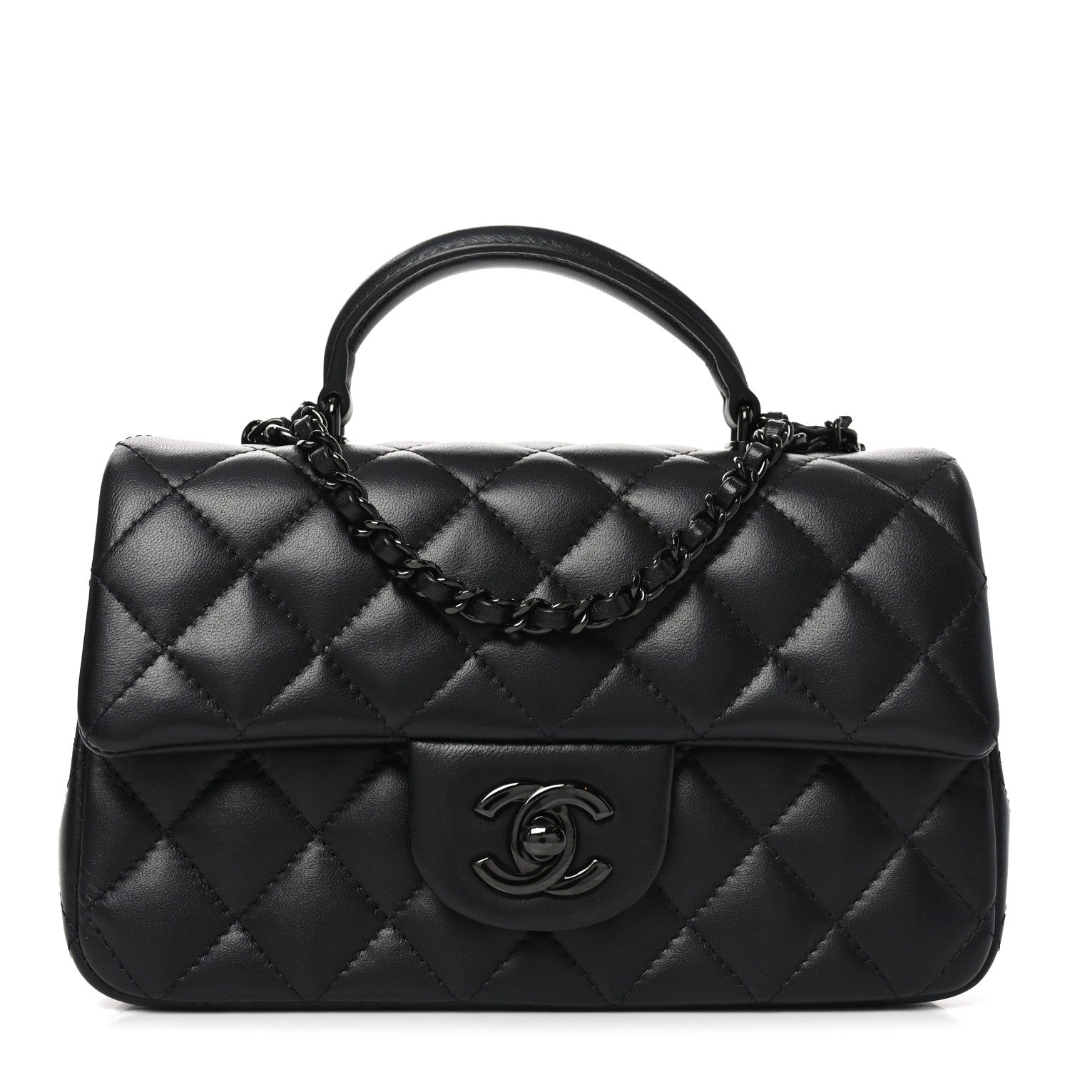 Chanel Lambskin Quilted Mini Top Handle Rectangular Flap So Black 1 of 11