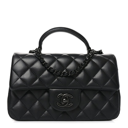 Chanel Lambskin Quilted Mini Top Handle Rectangular Flap So Black 1 of 11