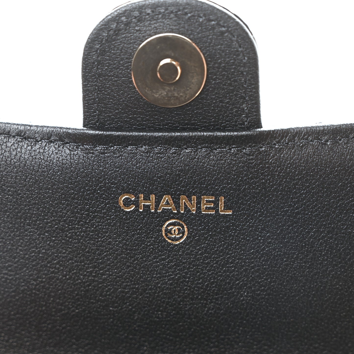 Patent Calfskin Quilted Flap Phone Holder With Chain Black