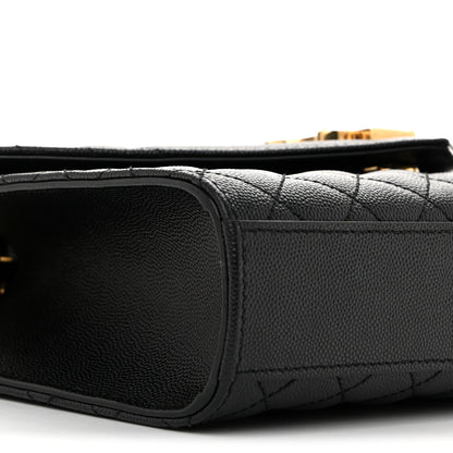 Saint Laurent Grain De Poudre Textured Mixed Matelasse Triquilt Medium Monogram Satchel Black 9 of 14