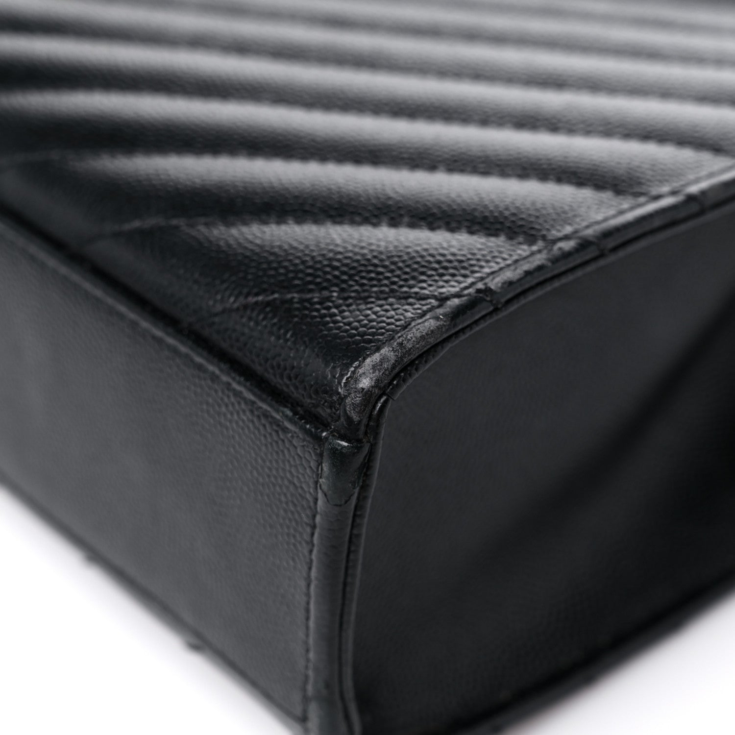 Saint Laurent Grain De Poudre Matelasse Chevron Large Monogram Satchel Black 10 of 21