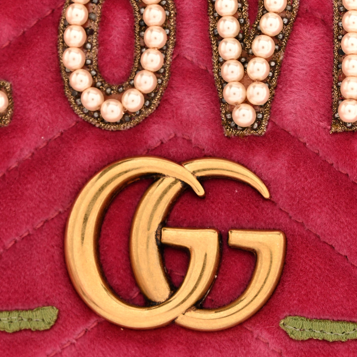 Velvet Matelasse Love Embroidered GG Marmont Mini Bag Light Raspberry Rose