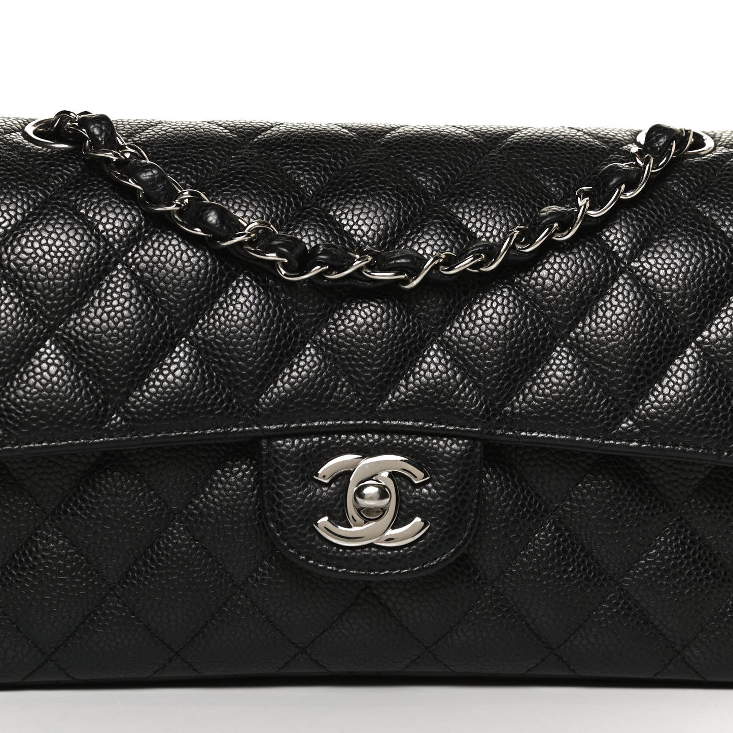 Caviar Quilted Small Double Flap Black