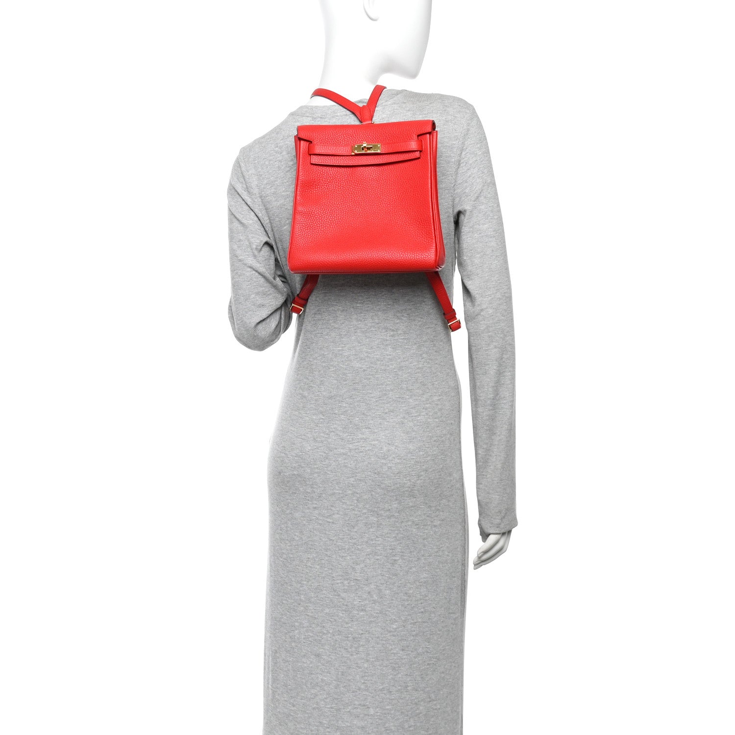 Hermes Taurillon Clemence Kelly Ado Backpack Rouge De Coeur 2 of 12