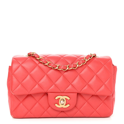 Chanel Lambskin Quilted Mini Rectangular Flap Red 1 of 15