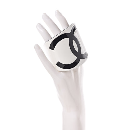Chanel Resin CC Cuff White Black 2 of 5