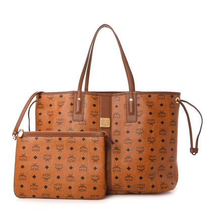 MCM Visetos Large Liz Reversible Shopper Tote Cognac 1 of 10