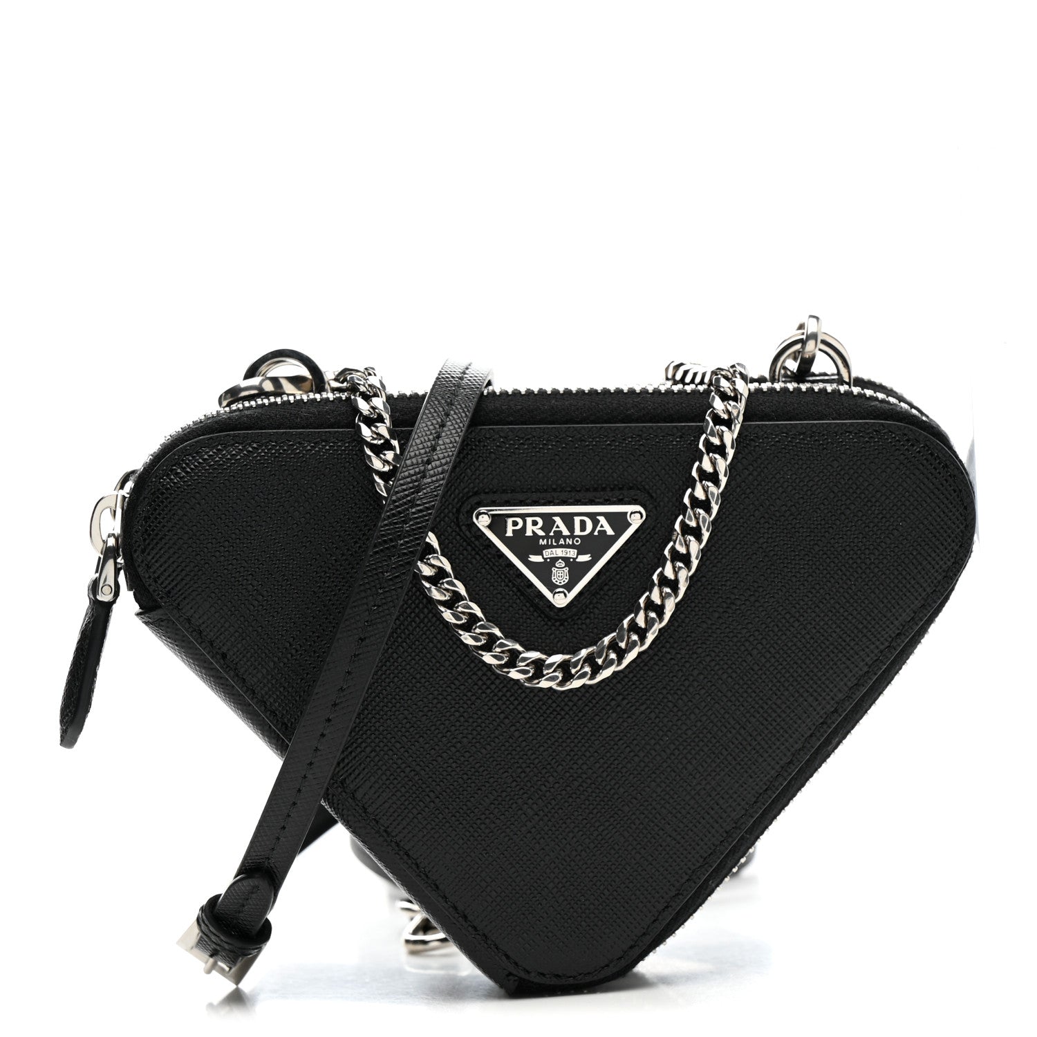 Prada Saffiano Mini Triangle Crossbody Pouch Black 1 of 16