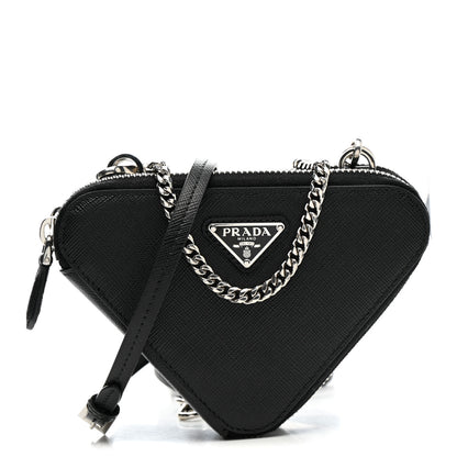 Prada Saffiano Mini Triangle Crossbody Pouch Black 1 of 16