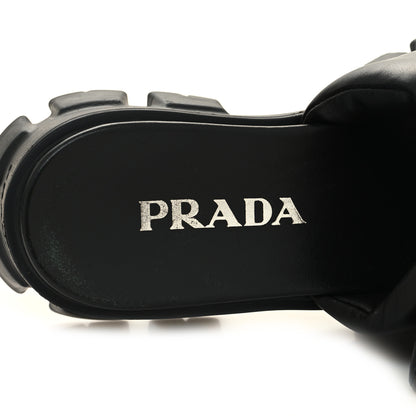 Prada Nappa Soft Padded Metal Triangle Logo Monolith 55mm Slide Sandals 39 Black 8 of 9