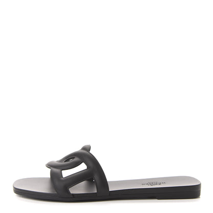 Hermes Rubber Aloha Sandals 36 Black 1 of 10