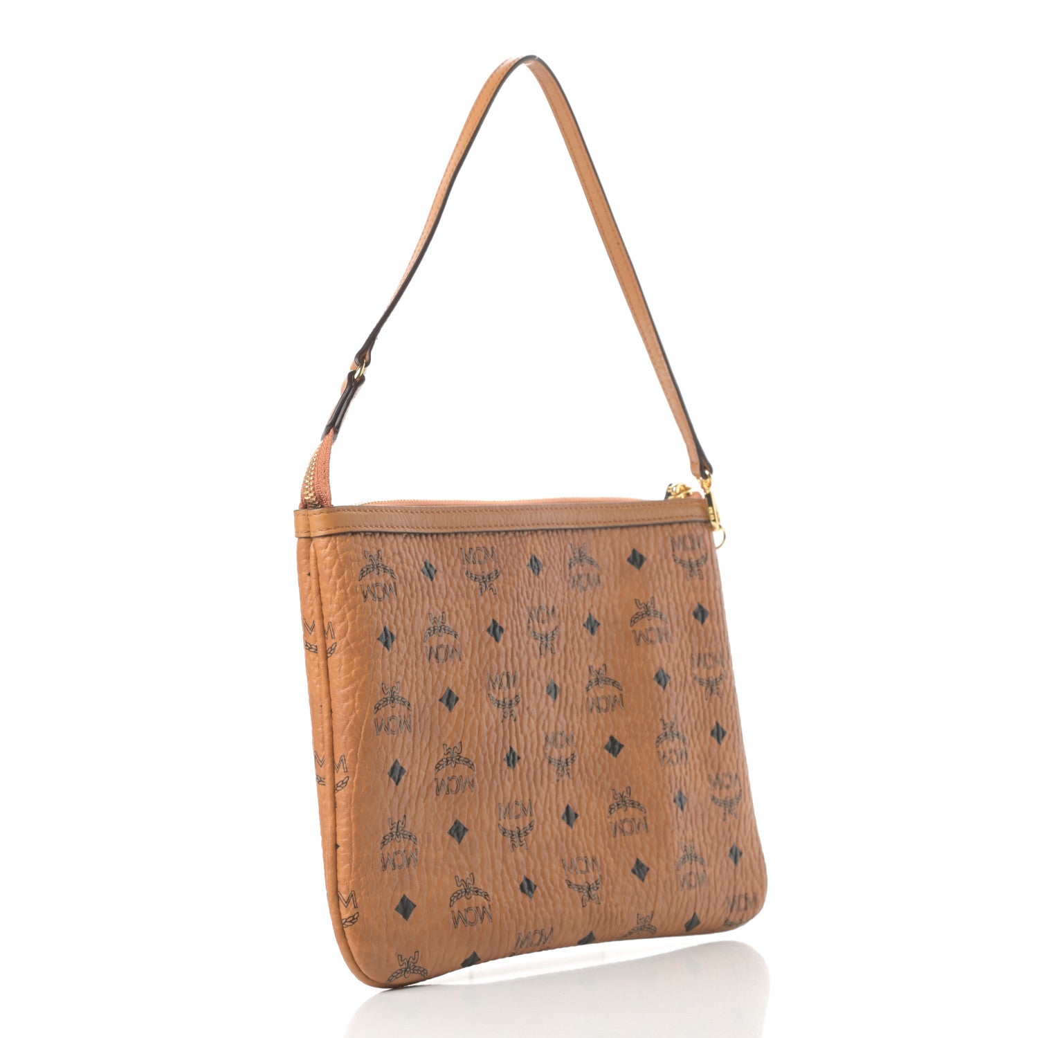 MCM Visetos Liz Shopper Tote Pouch Cognac 3 of 11