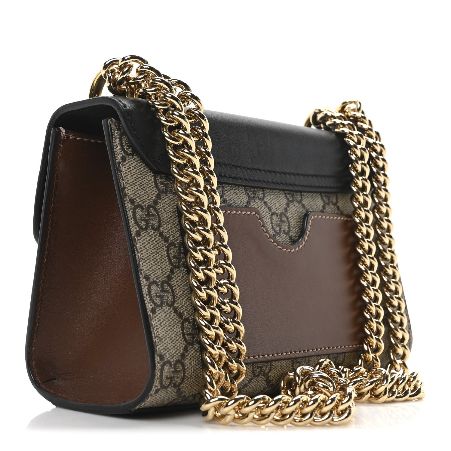 Gucci GG Supreme Monogram Calfskin Small Padlock Shoulder Bag Beige Black Cuir 3 of 10