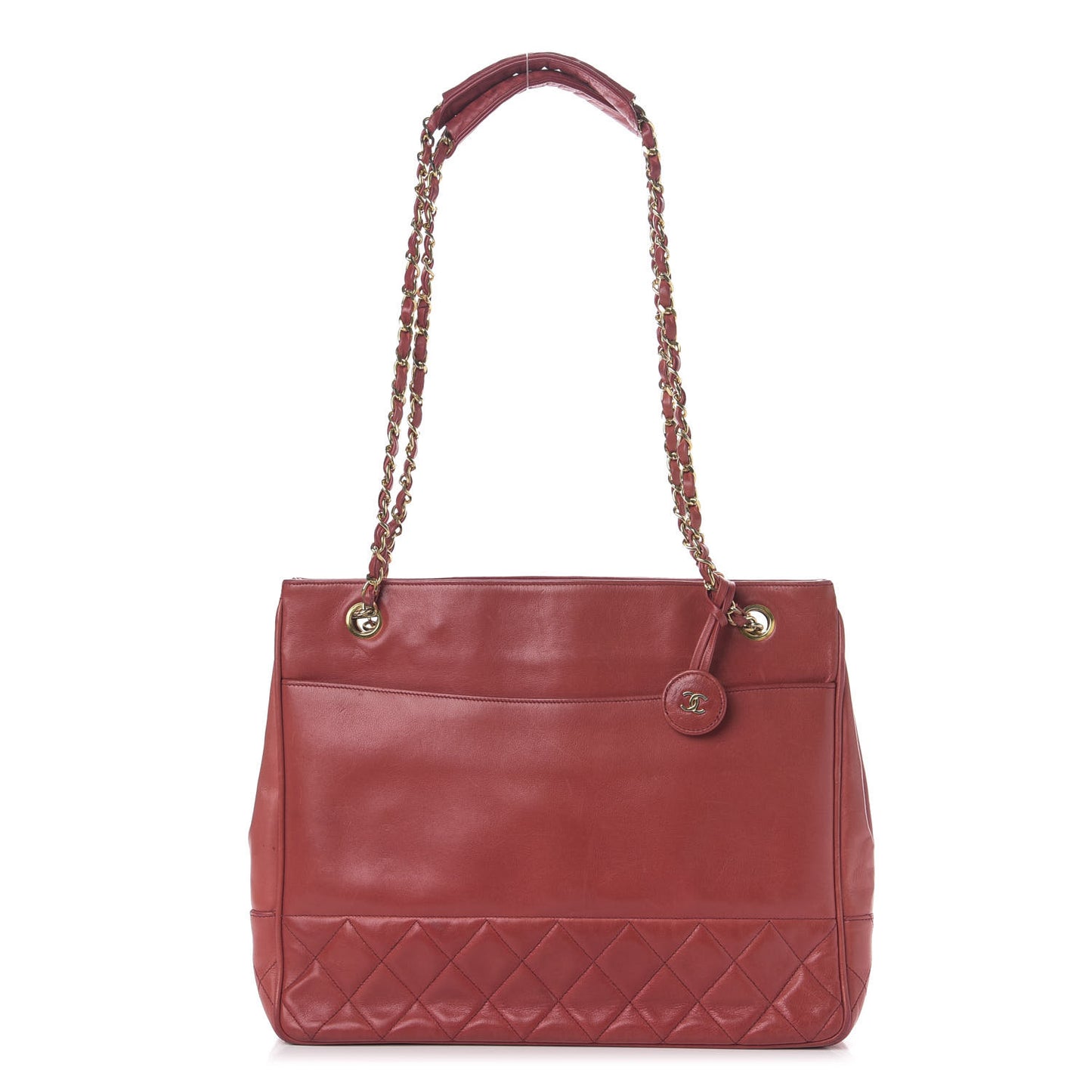 Lambskin Quilted Tote Red