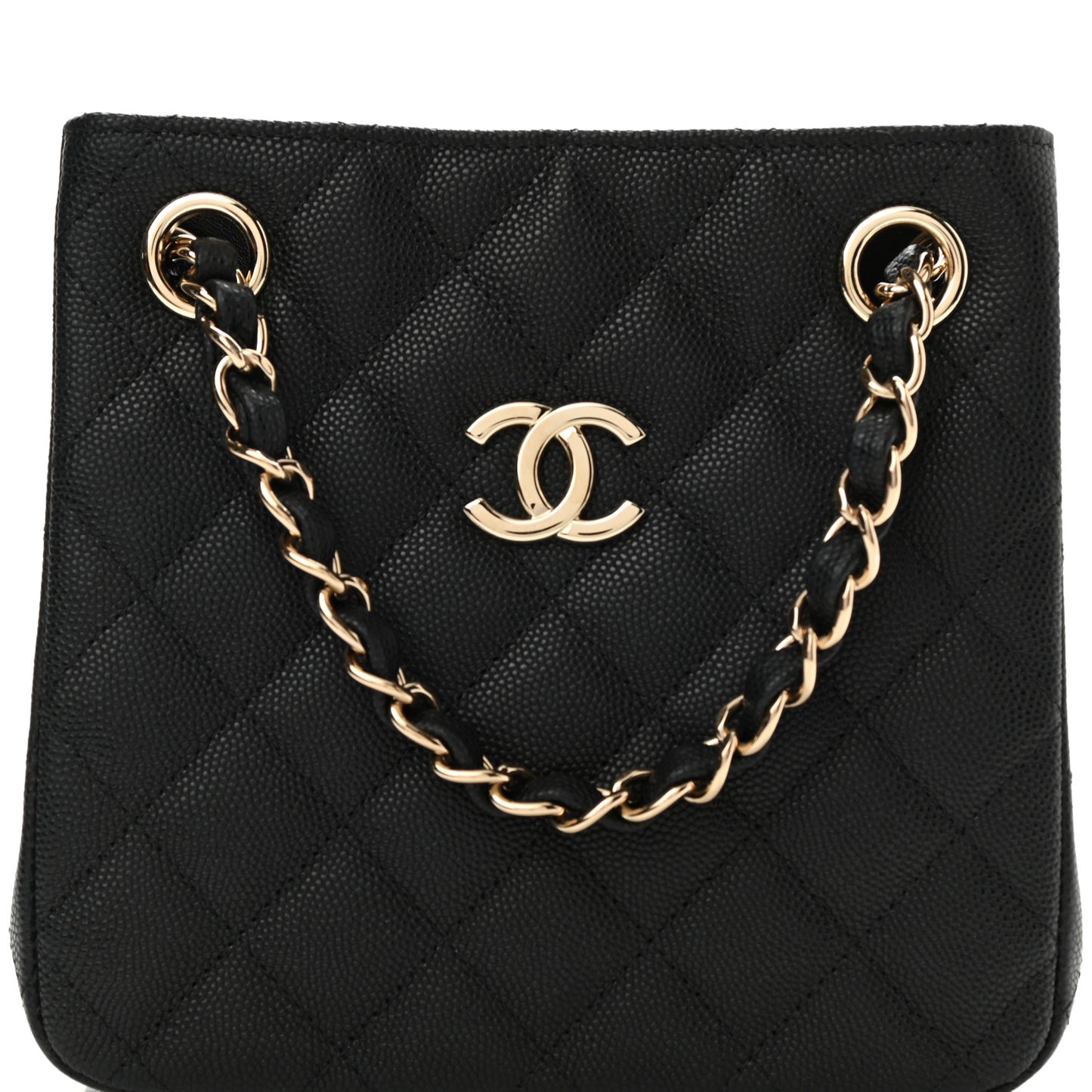 Caviar Quilted Mini Bucket Bag Black