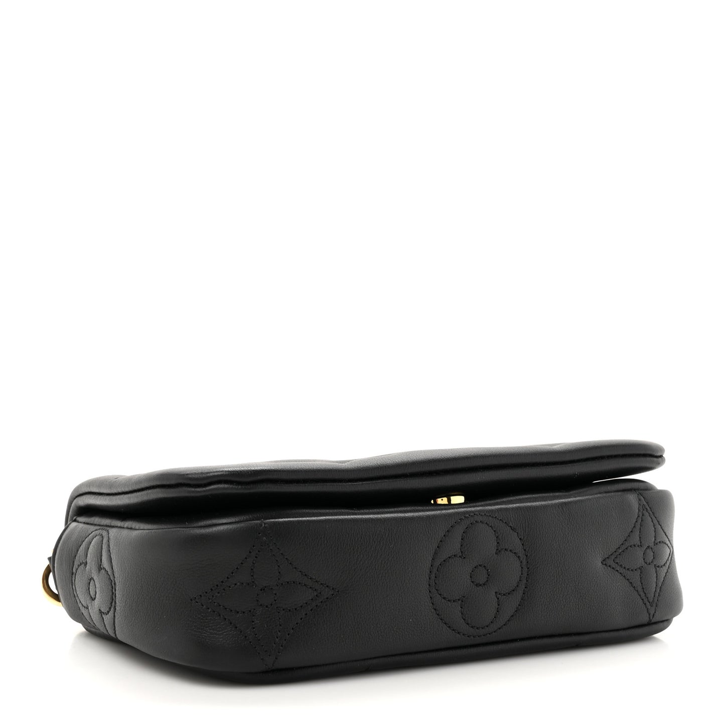 Calfskin Bubblegram Wallet On Strap Black