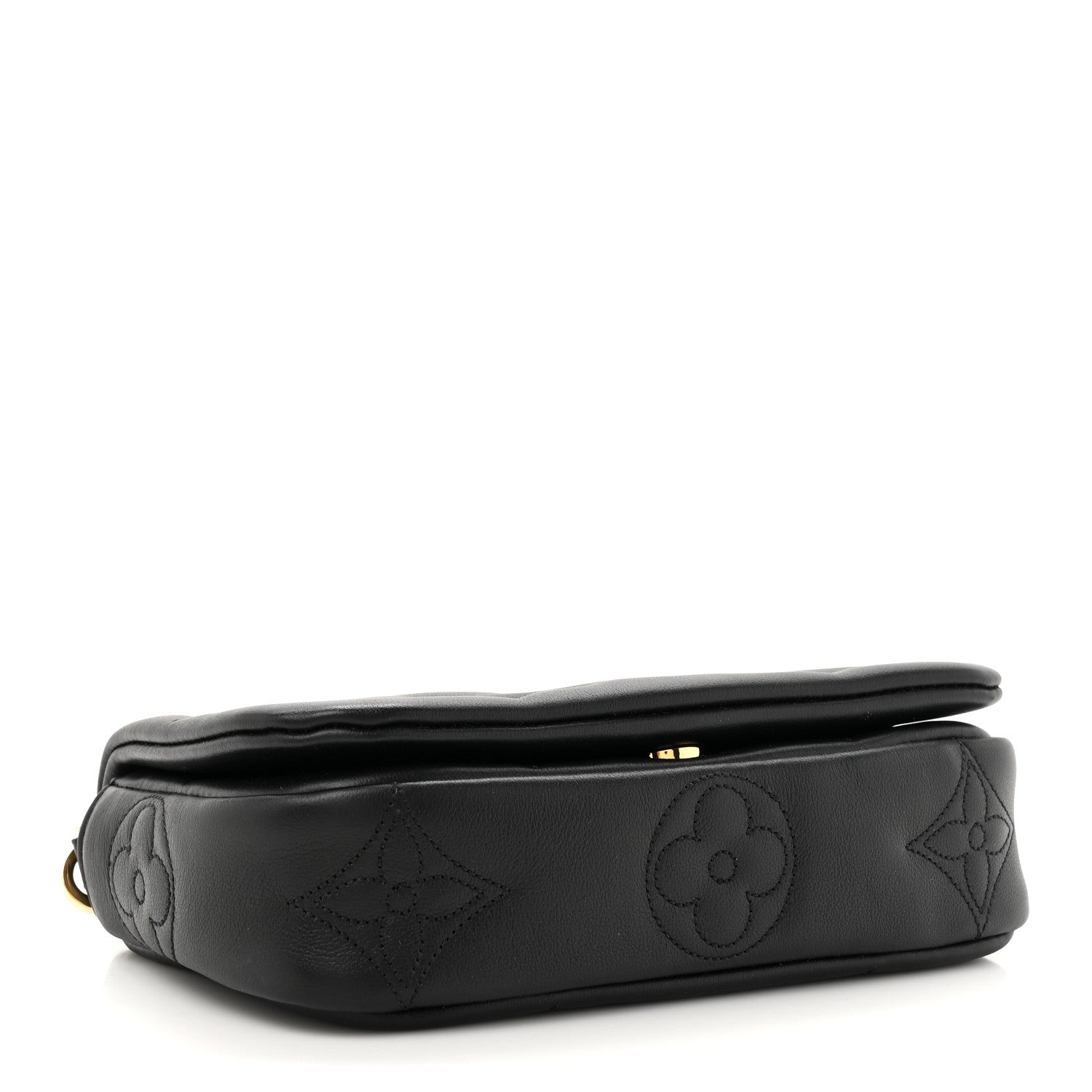 Louis Vuitton Calfskin Bubblegram Wallet On Strap Black 4 of 10