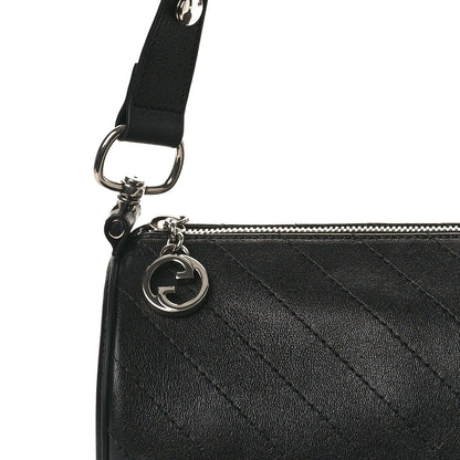 Gucci Sakai Be Green Calfskin Diagonal Stitched Mini Blondie Barrel Shoulder Bag Black 7 of 10
