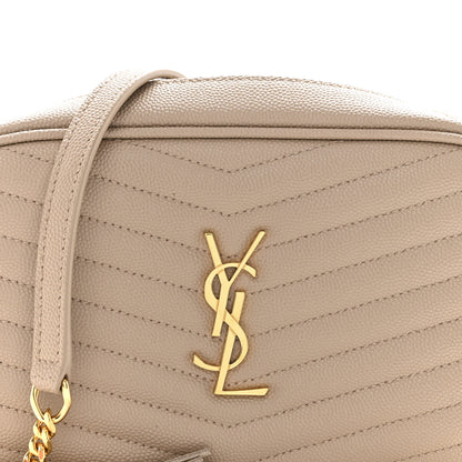 Saint Laurent Grain De Poudre Matelasse Monogram Mini Lou Camera Bag Dark Beige 8 of 12