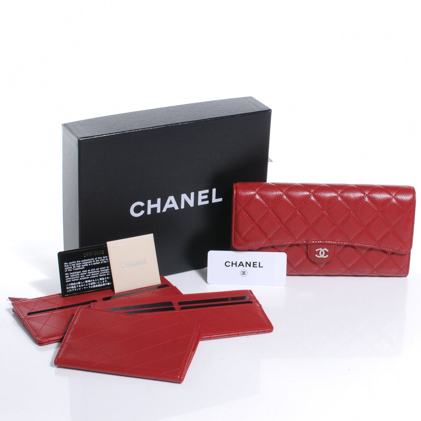Caviar Quilted Travel Wallet Red
