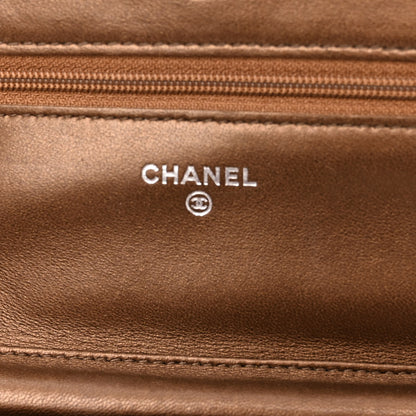 Chanel Metallic Lambskin Quilted Wallet On Chain WOC Bronze 6 of 11
