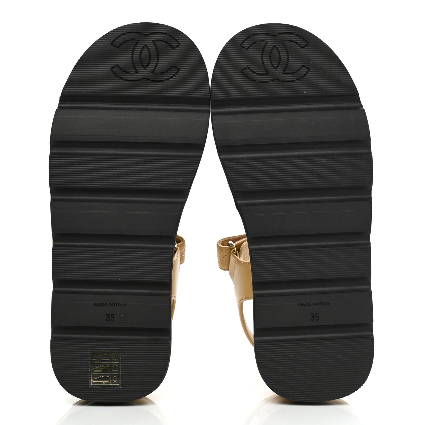 Lambskin Quilted Platform Sandals 35 Beige Black