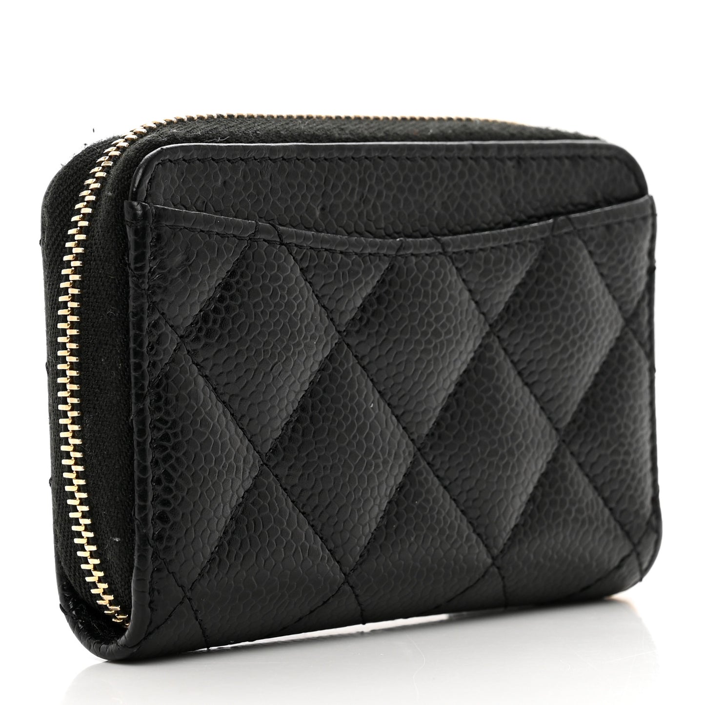 Caviar Quilted Zip Coin Purse Black