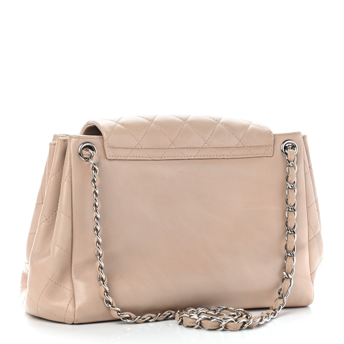 Lambskin Quilted CC Accordion Shopping Bag Beige