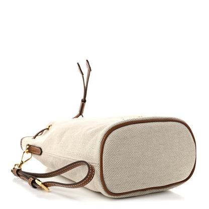 Prada Canvas Drawstring Wristlet Pouch Beige Cognac 4 of 10