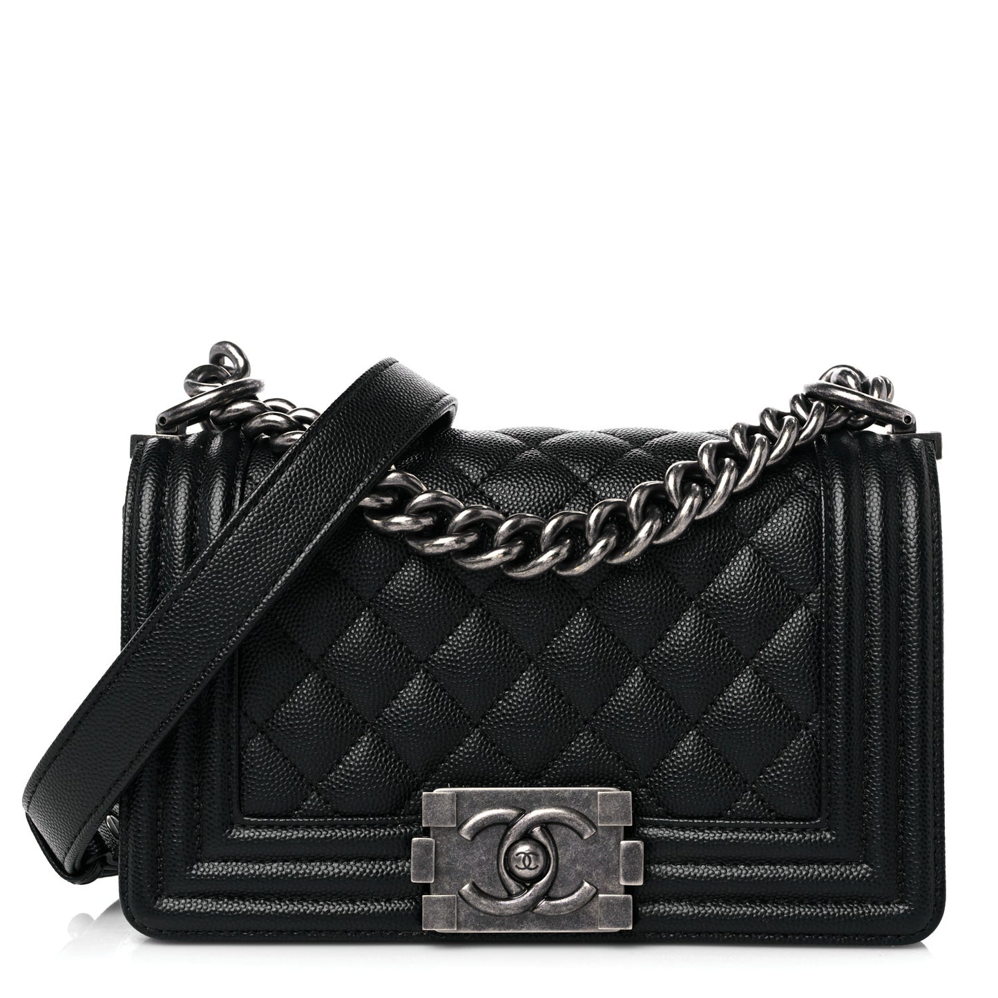 Caviar Quilted Small Boy Flap Black