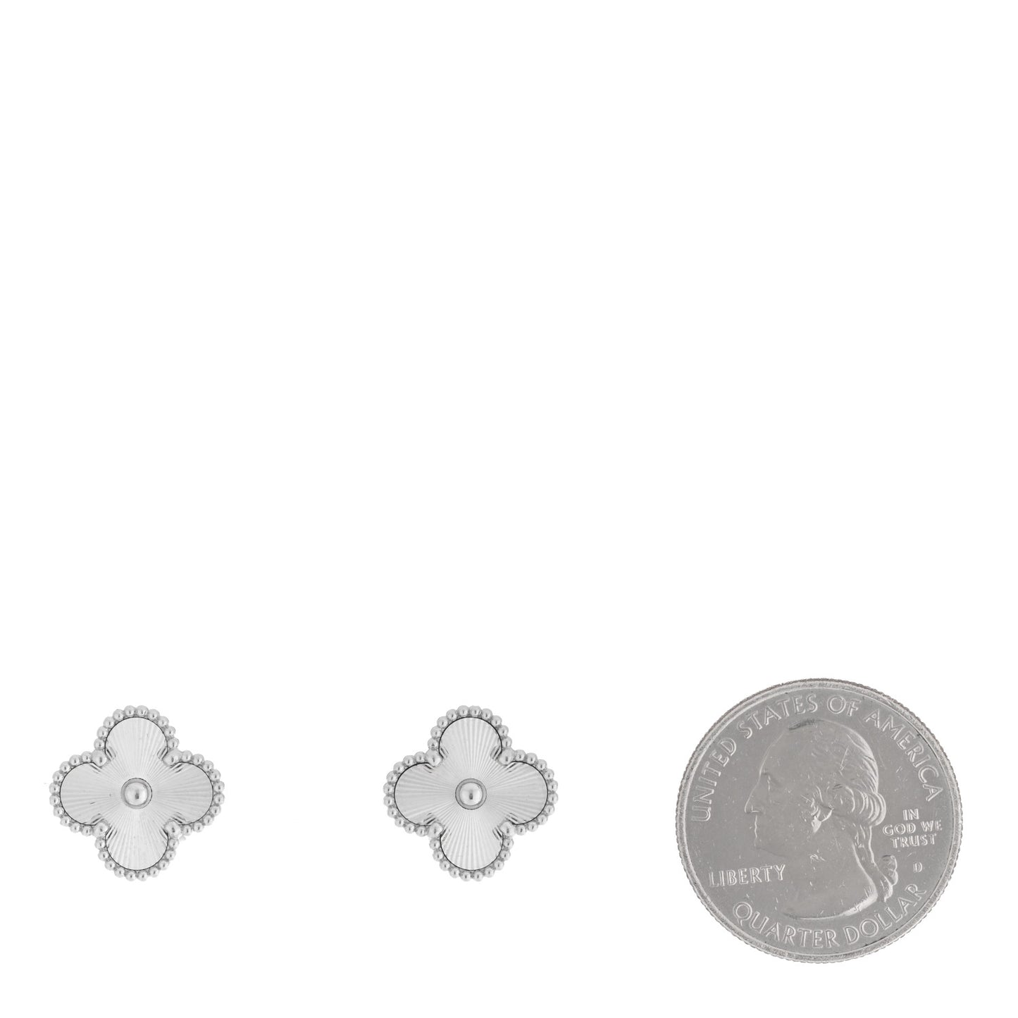 18K White Gold Guilloche Vintage Alhambra Earrings