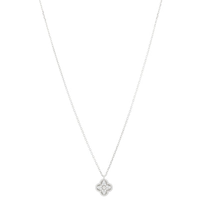 Van Cleef & Arpels 18K White Gold Diamond Sweet Alhambra Pendant Necklace 1 of 5
