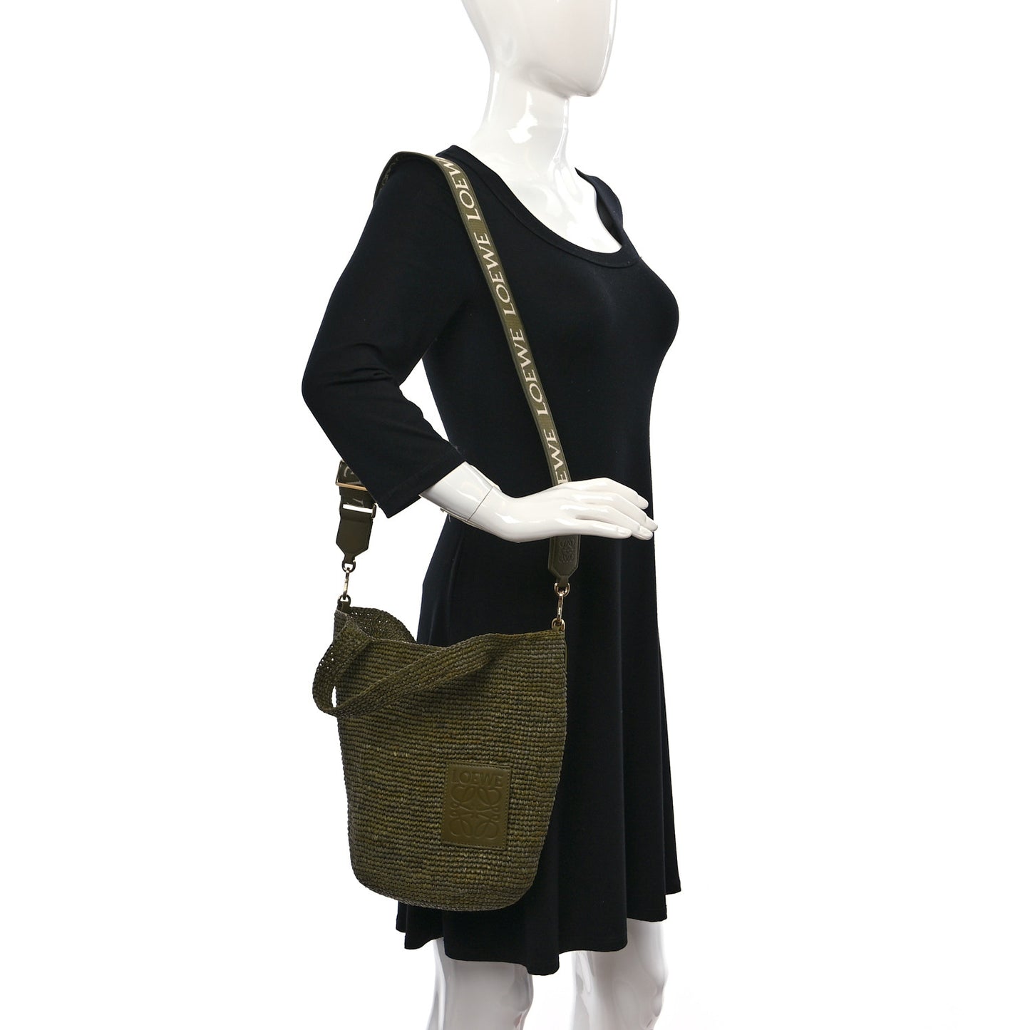 Raffia Mini Slit Tote Bag Natural Olive