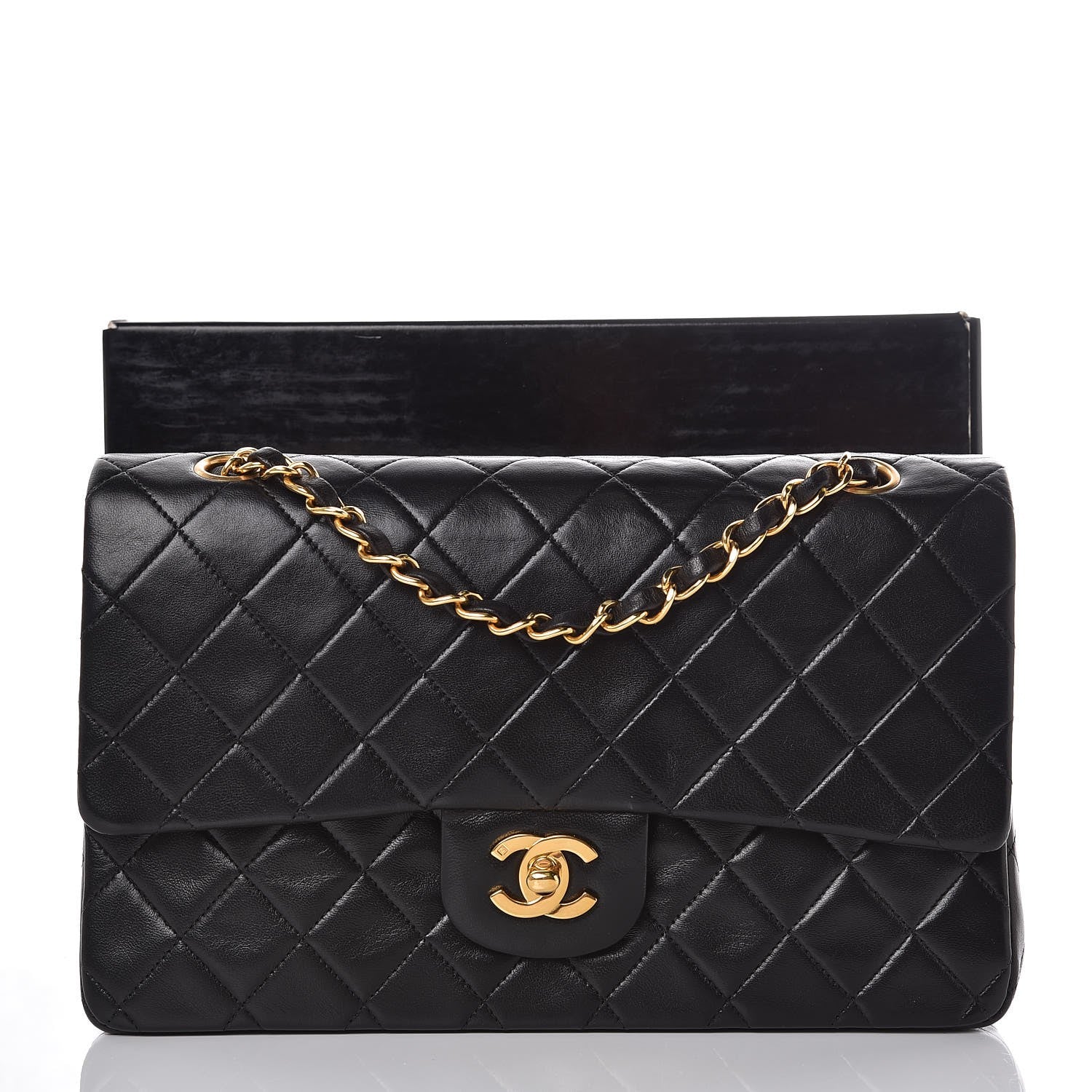 Chanel Lambskin Quilted Medium Double Flap Black 9 of 9