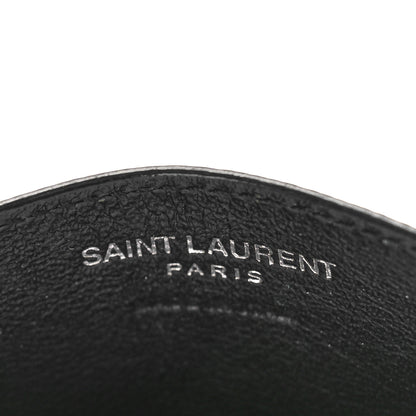 Saint Laurent Grain De Poudre Matelasse Chevron Monochrome Monogram Credit Card Case Black 6 of 9