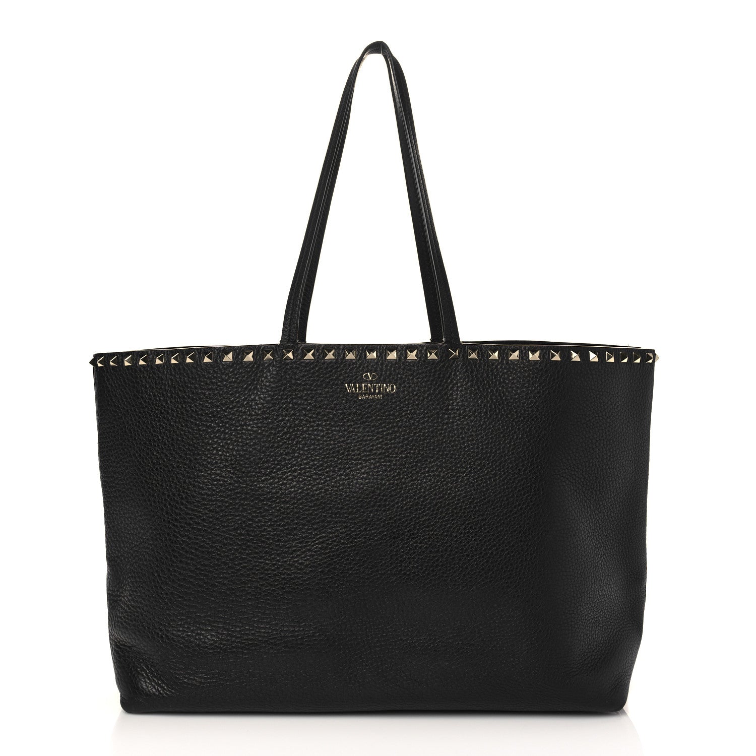 Valentino Garavani Grained Calfskin Rockstud Shoulder Tote Black 1 of 11