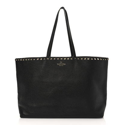 Valentino Garavani Grained Calfskin Rockstud Shoulder Tote Black 1 of 11