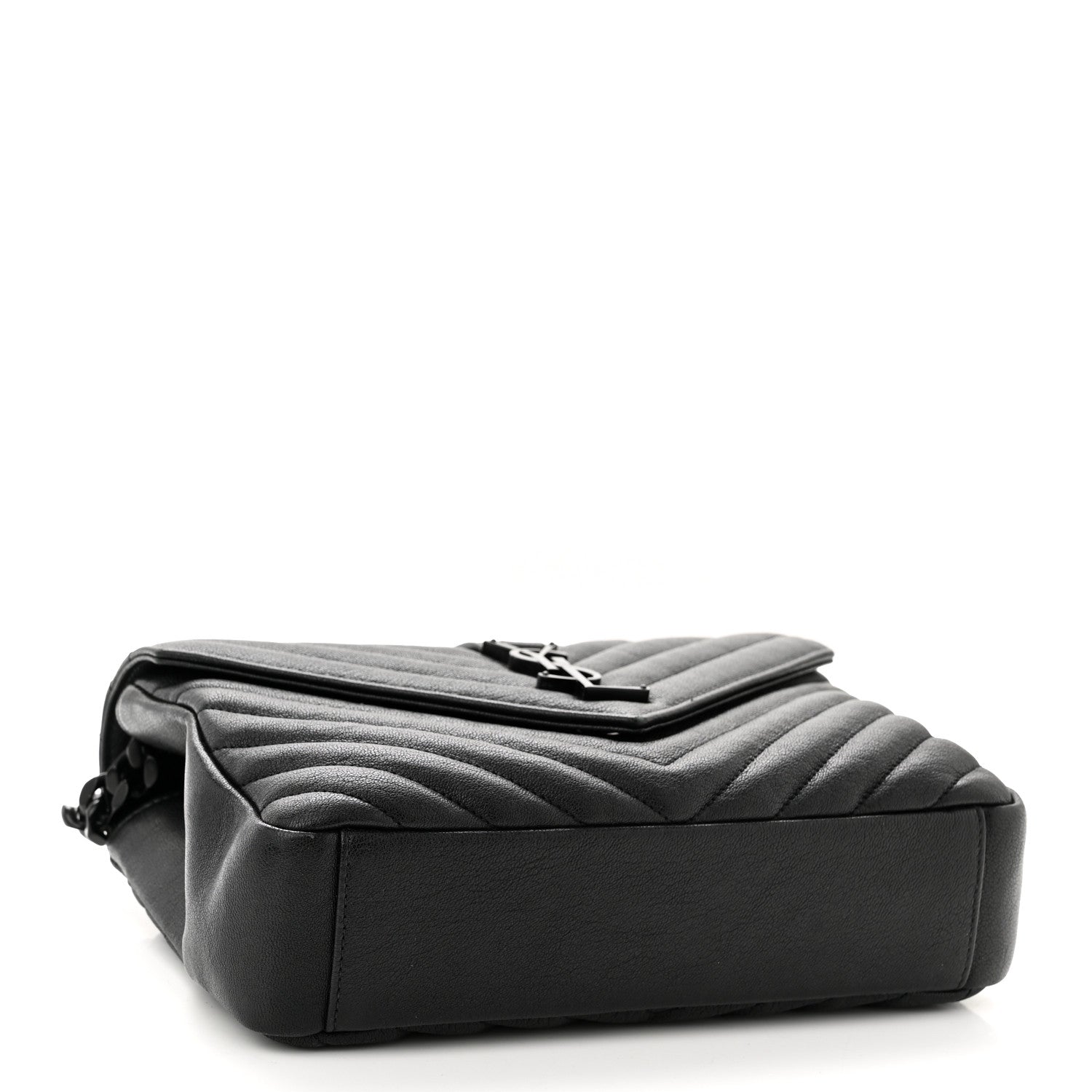 Saint Laurent Sheepskin Matelasse Chevron Monogram Monochrome Medium College Bag Black 4 of 10