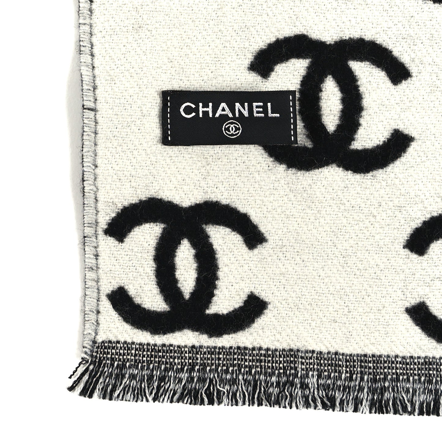Wool Cashmere CC Scarf Black White