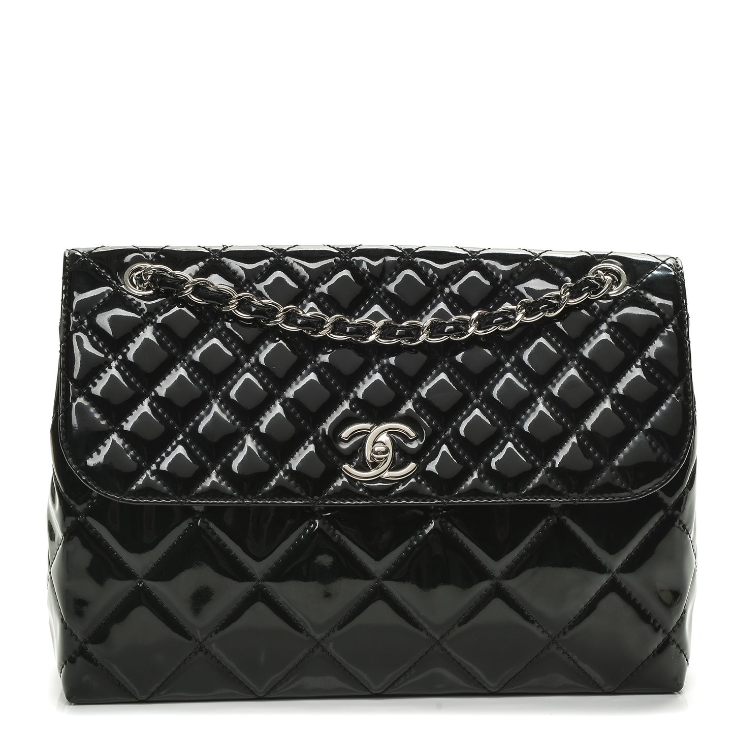 Vinyl Quilted In the Business Flap Bag Black