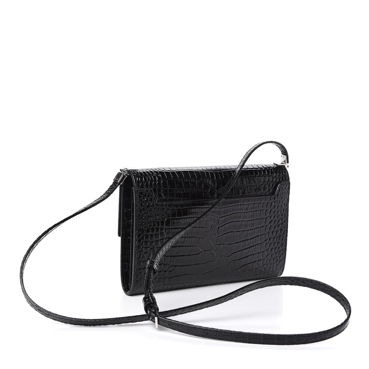 Calfskin Crocodile Embossed Monogram Uptown Crossbody Black