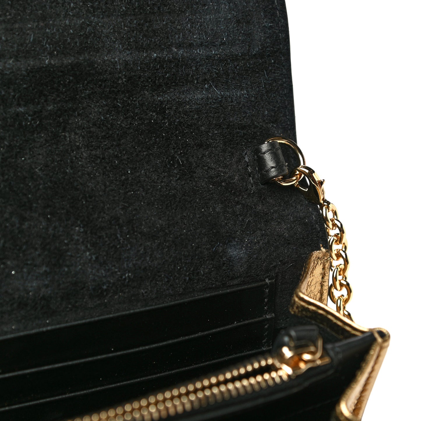 Metallic Calfskin Monogram Belle de Jour Chain Clutch Gold