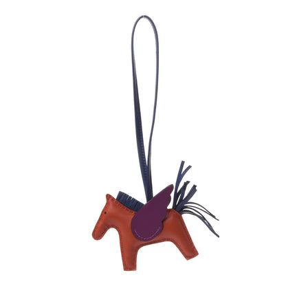 Hermes Milo Lambskin Grigri Rodeo Pegase Horse Bag Charm PM Cornaline Bleu Saphir Anemone 1 of 5