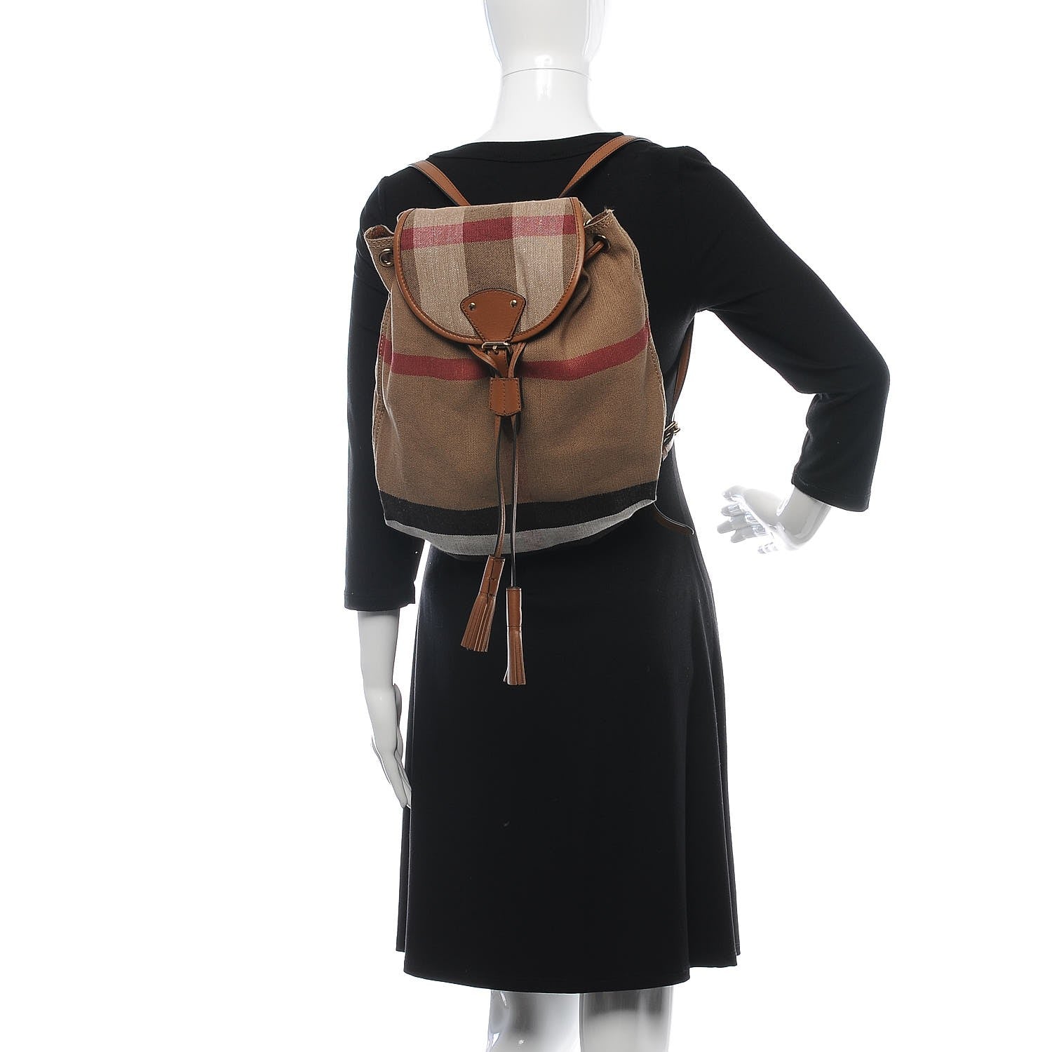 Burberry Canvas Mega Check Medium Chiltern Backpack Tan 2 of 6