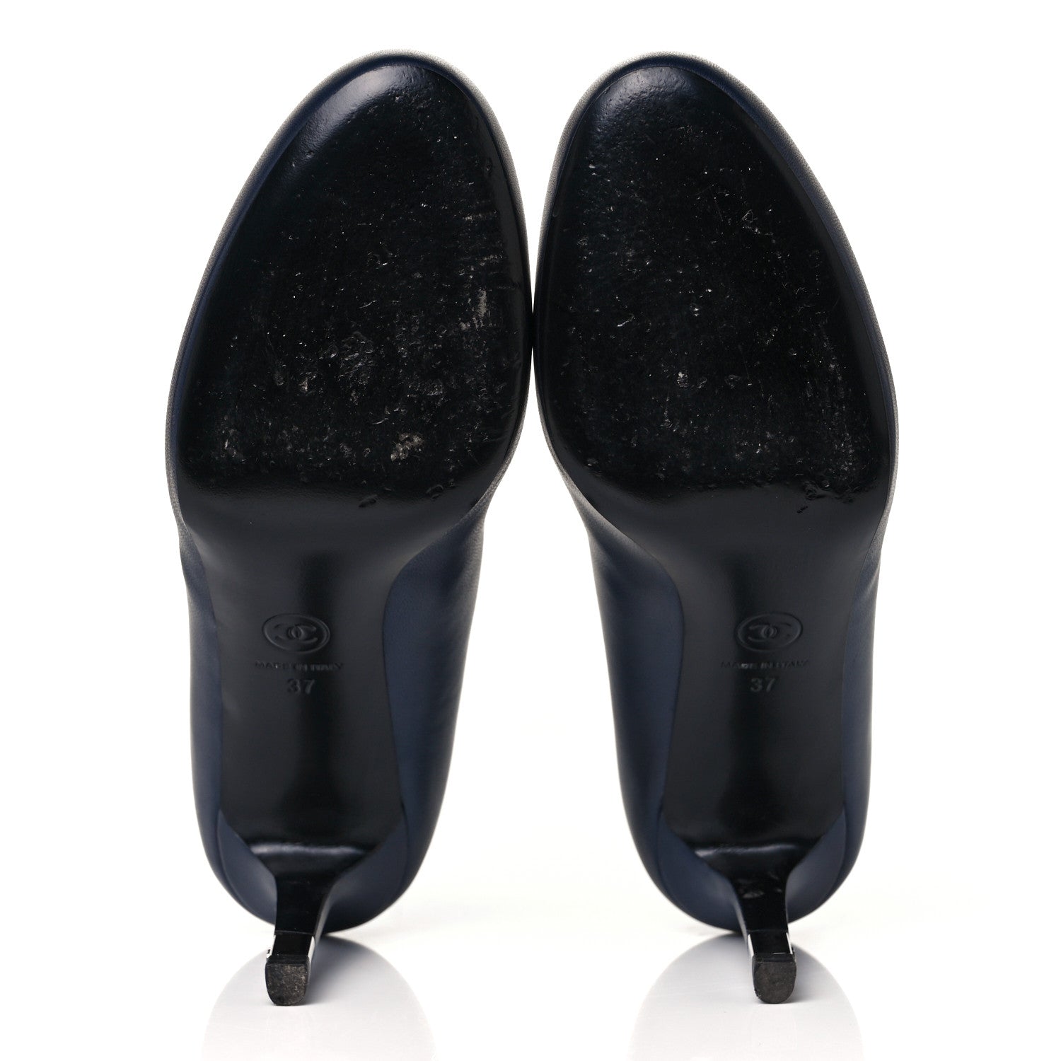 Chanel Lambskin CC Pumps 37 Navy 5 of 8