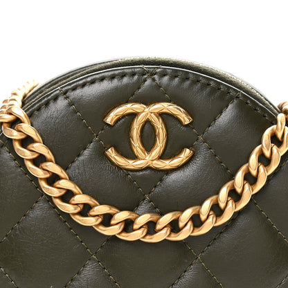 Chanel Lambskin Quilted Pillow Crush Round Clutch With Chain Green 8 of 10