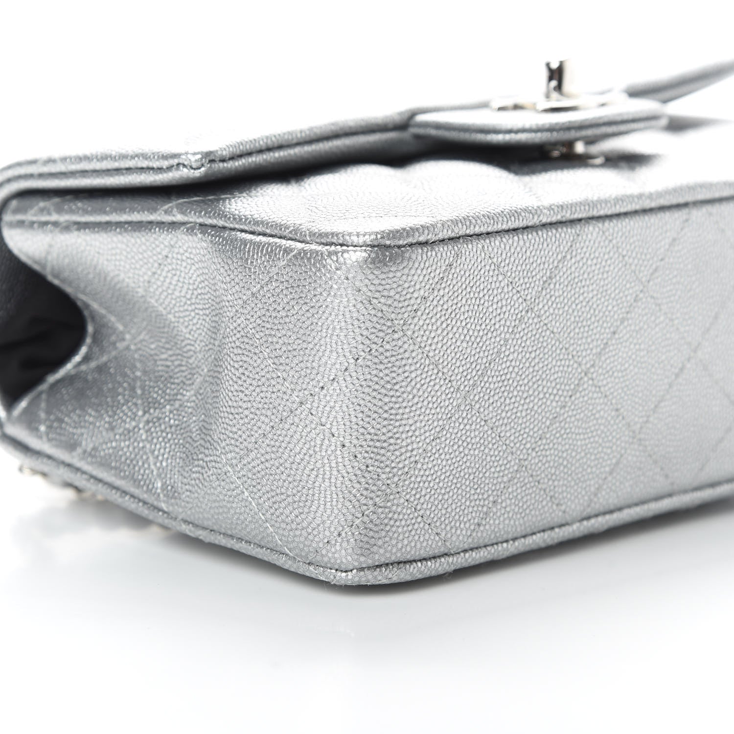 Chanel Metallic Caviar Quilted Mini Top Handle Rectangular Flap Silver 9 of 10