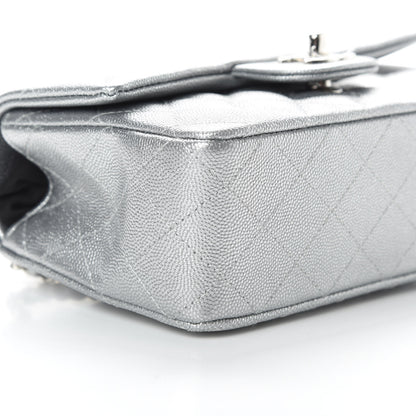 Chanel Metallic Caviar Quilted Mini Top Handle Rectangular Flap Silver 9 of 10