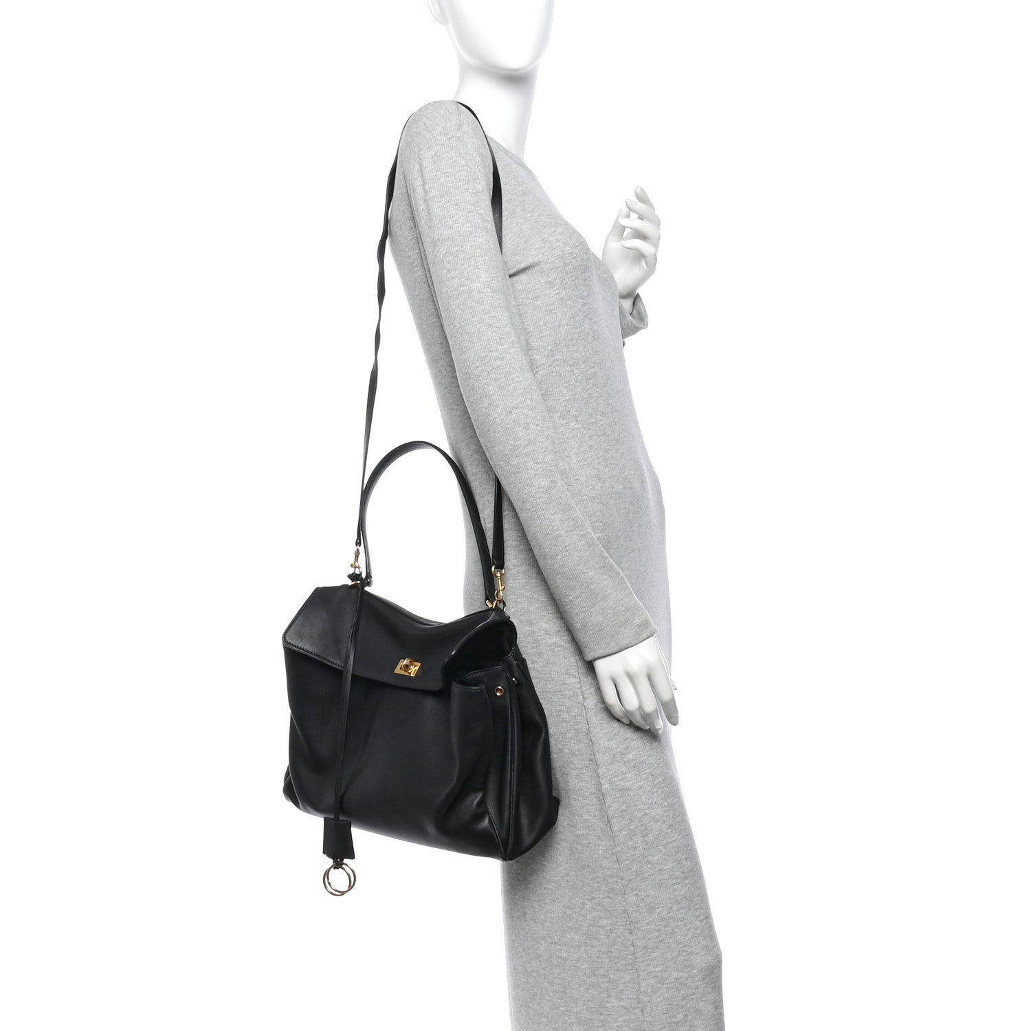 Balenciaga Natural Smooth Calfskin Medium Rodeo Top Handle Handbag Black 2 of 13