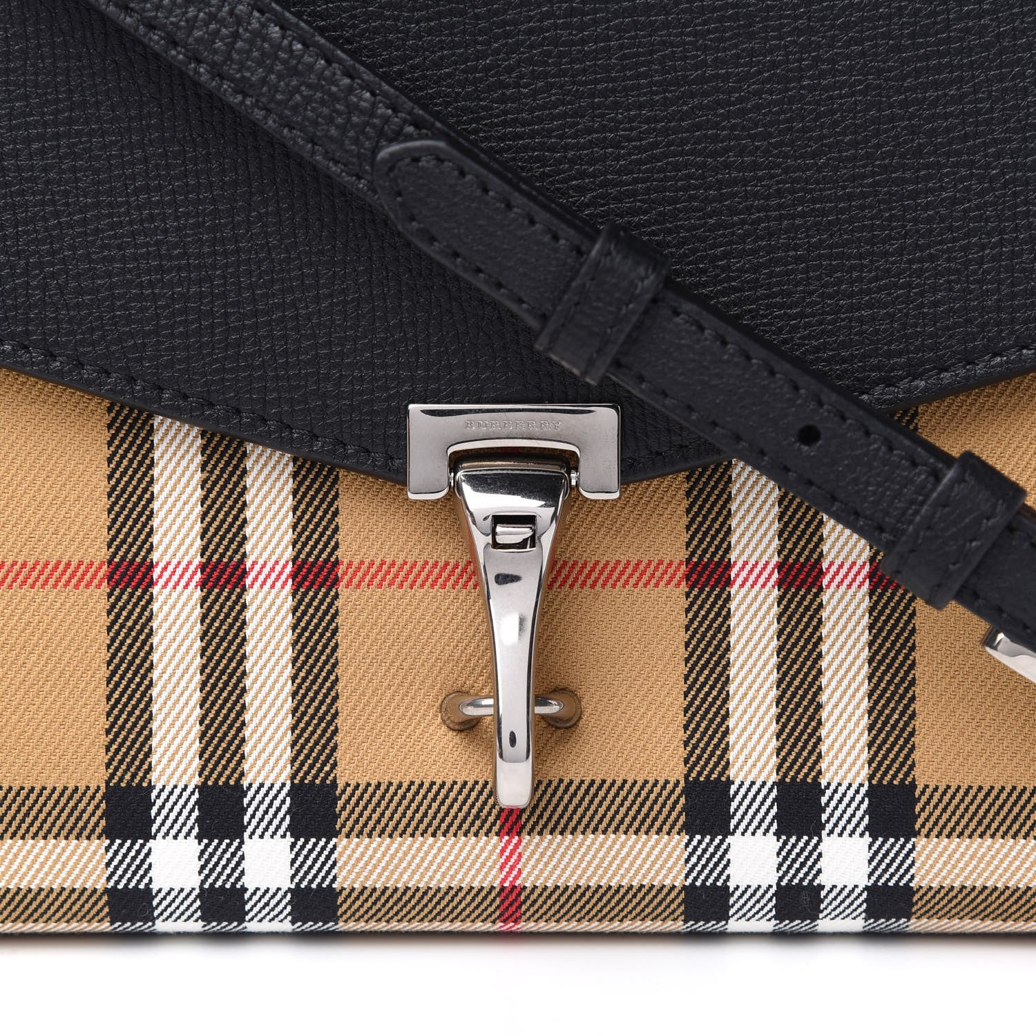Burberry Grainy Calfskin Vintage Check Small Macken Crossbody Bag Black 10 of 11